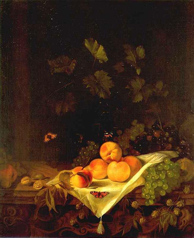 CALRAET, Abraham van Still-life with Peaches and Grapes